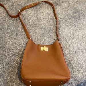 Spacious brown cross body bag